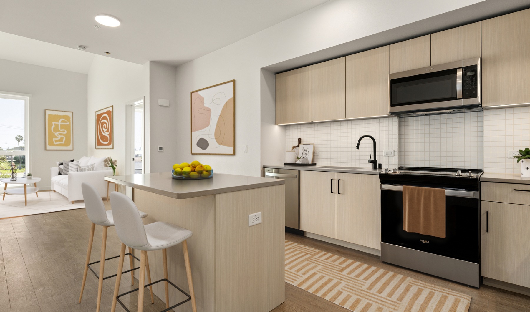 Kitchen with Granite Countertops and Stainless Steel Appliances