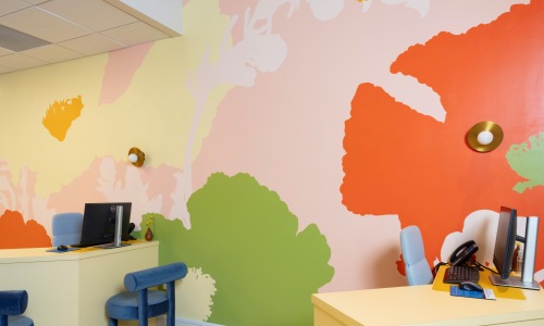 a mural in an office